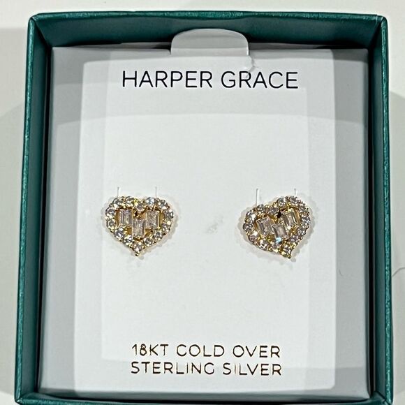 Harper Grace NIB heart earrings with 18k gold over sterling silver - Picture 3 of 4